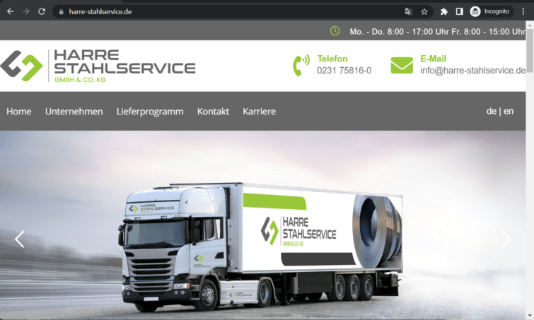 harre stahlservice gmbh & co kg landing page