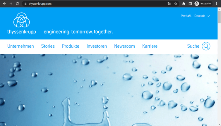 Landing Page der thyssenkrupp ag