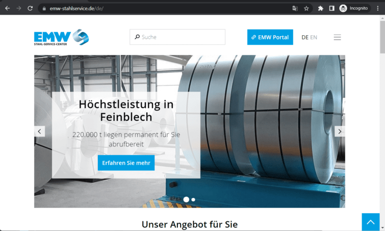 emw stahl-service-center landing page
