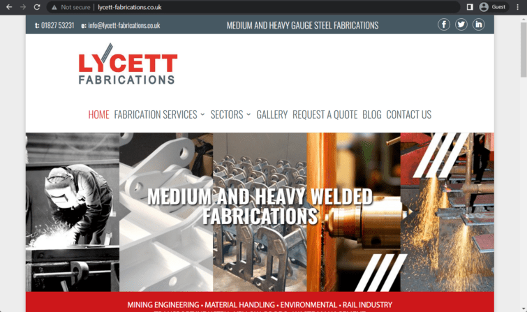 lycett fabrications ltd landing page
