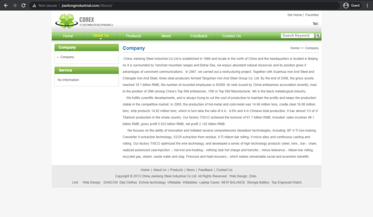jianlong steel landing page