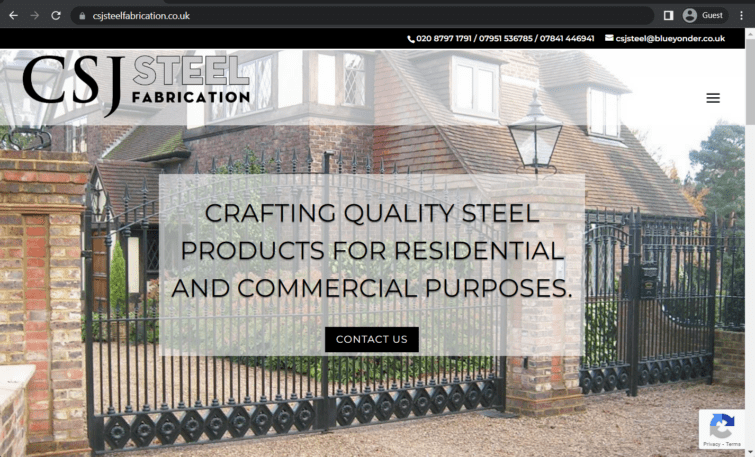 csj steel fabrication landing page