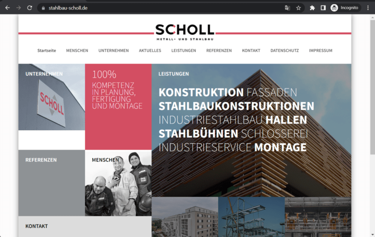 metall- und stahlbau scholl gmbh landing page