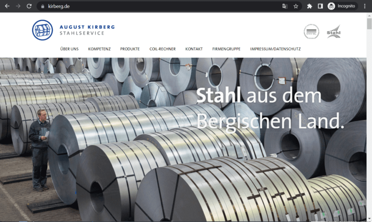 august kirberg stahlservice gmbh landing page