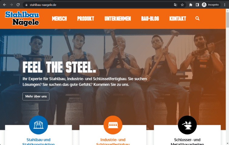 stahlbau nägele landing page